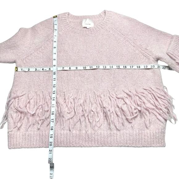 Cinq à Sept | Women | Dusty Pink Alpaca Merino Wool Knit Fringe Sweater | Medium - Picture 5 of 12